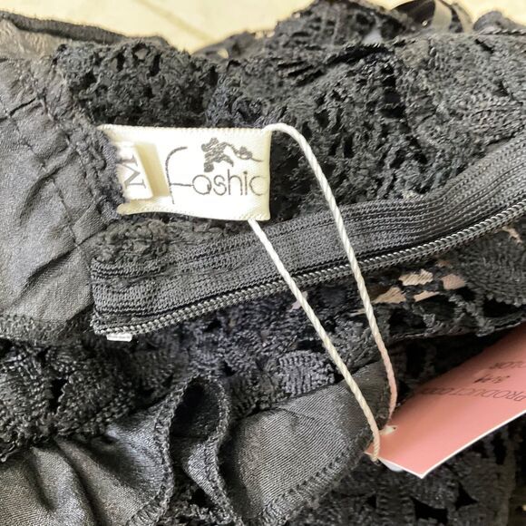 Womens Victorian Steampunk Lace Top sz. M Black High Neck Whimsigoth Fairy zips - Picture 13 of 14